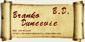 Branko Dunčević vizit kartica